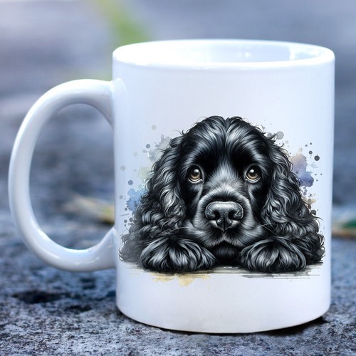 Black cocker spaniel dog mug - black,
